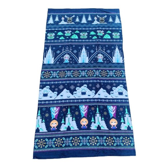 Disney Parks Frozen Elsa Anna Olaf Sven Snowgies Trolls Beach Towel - Picture 2 of 8
